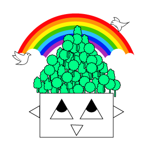 イラスト：顔の上に山を載せた三角マンというキャラクター